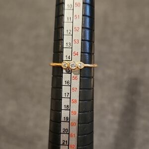 Three Stoned Bezeled Dainty Ring